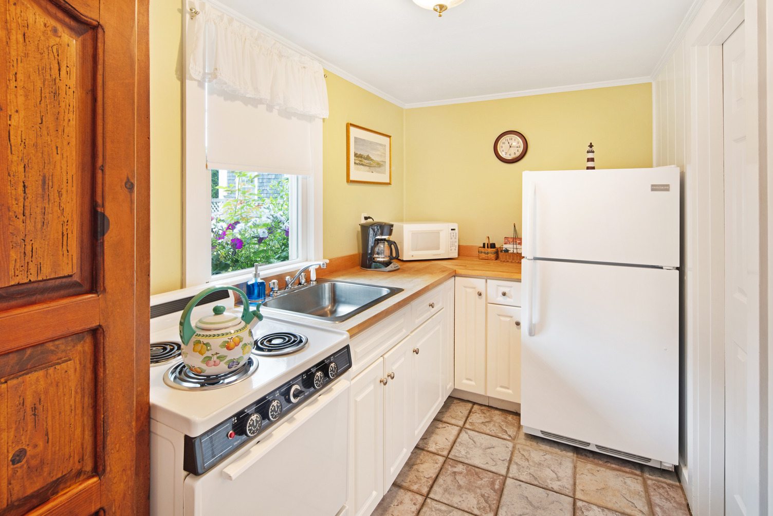 Small kitchen in a guest room at The Lightkeeper's Inn